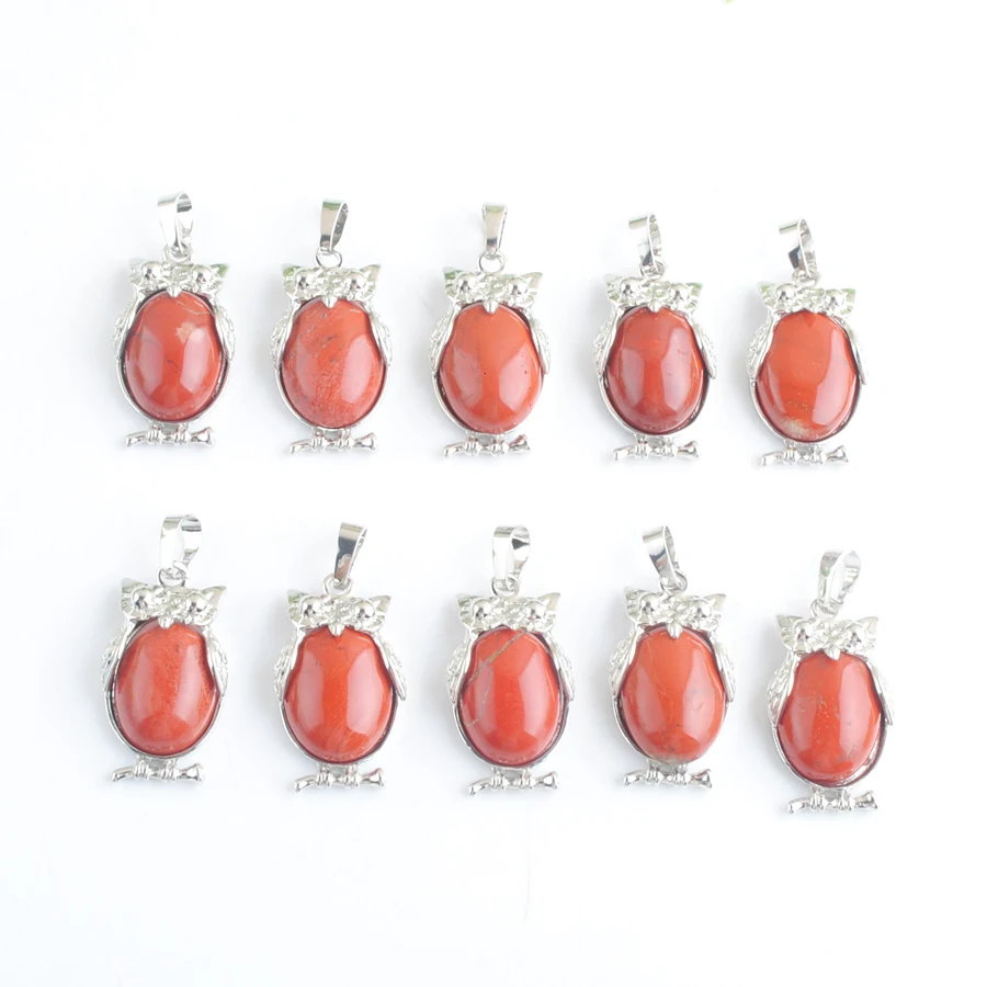 

10 шт. красная река яшма Сова в форме животного фоторейки милые счастливые очаровательные ювелирные изделия для женщин мужчин подарок TN4678