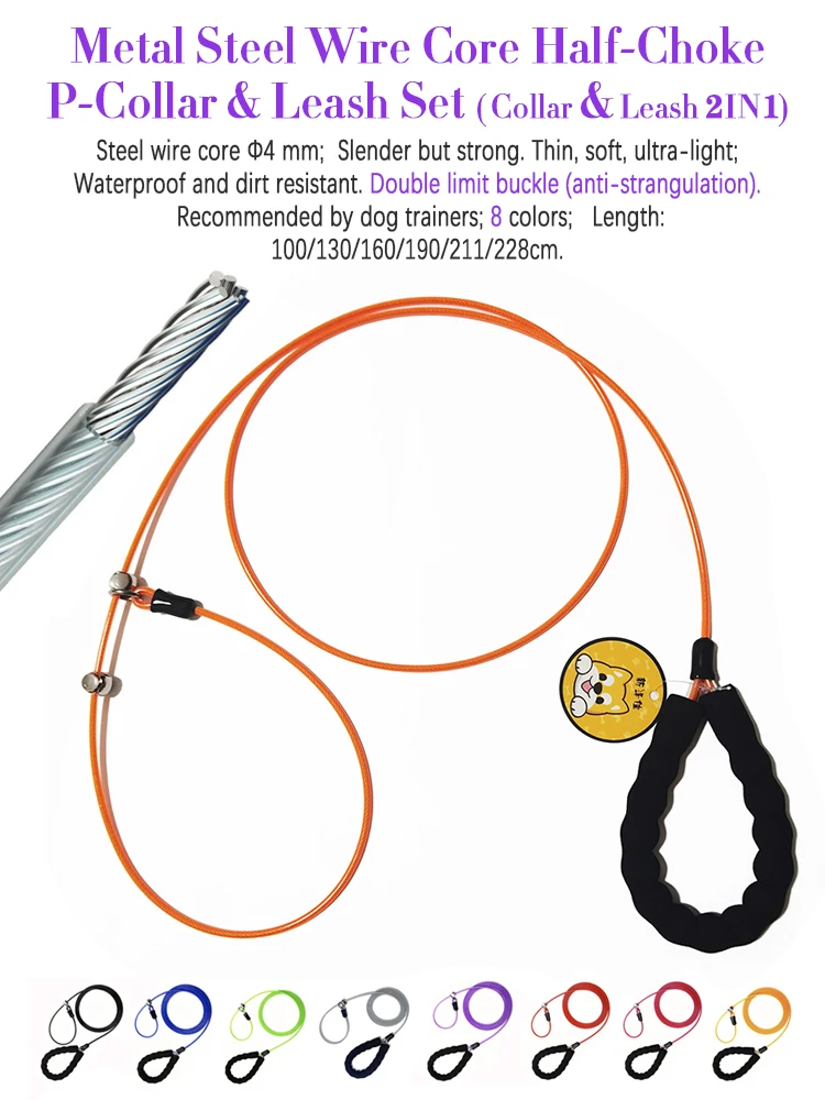 

Metal Pet Dog Half Choke Leash Collar Training Strap Harnesses Antitirones for Big Strong Dogs Rugged Lead Rope Thin Waterproof