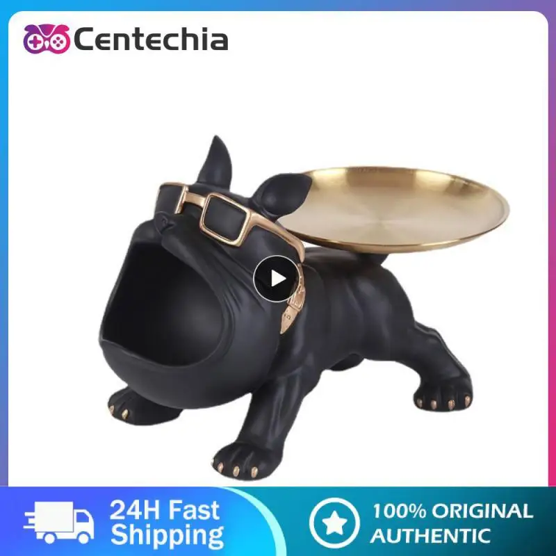 

Скульптурный держатель для ключей для больших собак с подносом, Нетоксичная безвредная скульптура для собак, черный цвет, Легкая очистка, для хранения