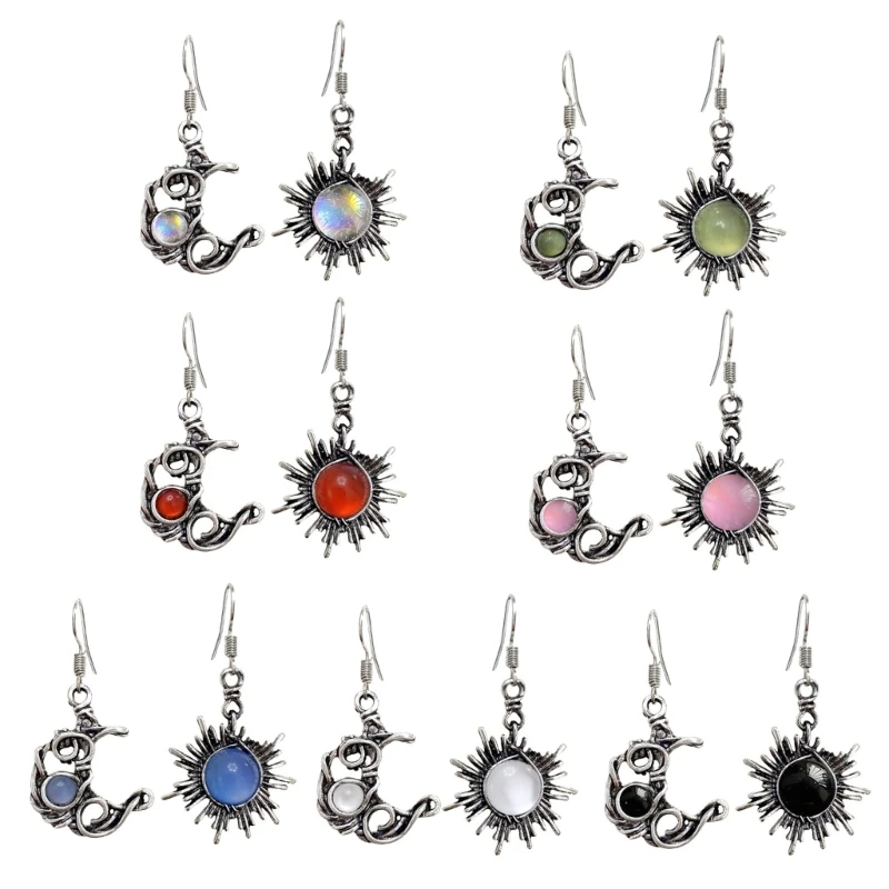 

Crescent Earrings for Women Sun Moon Moonstone Dangle Earrings Jewelry