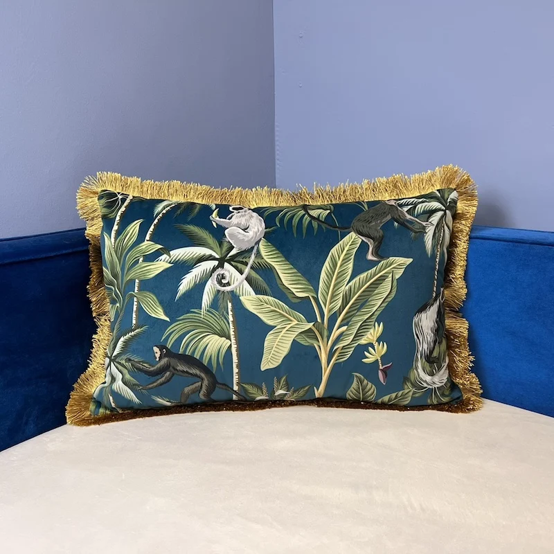 

Декоративные подушки DUNXDECO, тропическая обезьяна, бархат, 35x55 см