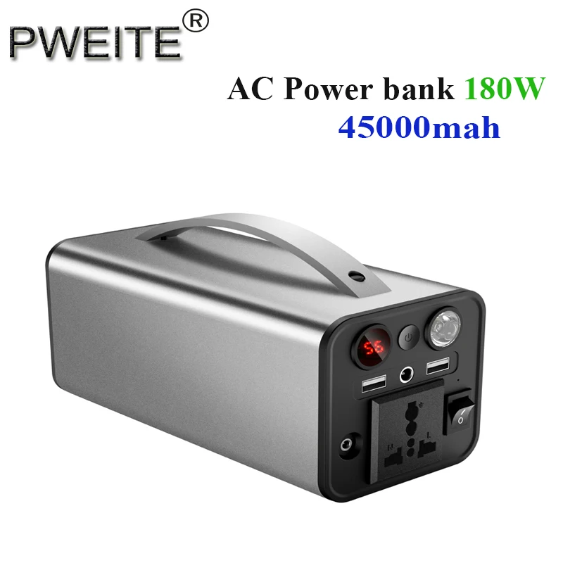 

180W 45000mah 100V 110V 220V AC External Battery Pack Power Bank for Laptop MacBook Air ,Macbook pro, Dell, IPad, HP,Lenovo