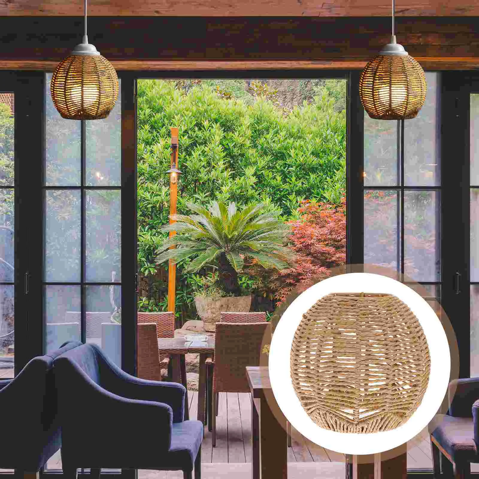 

Lamp Shade Light Ceiling Chandelier Rattan Lampshadescover Lampshade Shades Wicker Woven Covers Hanging Large Hotel Weaving