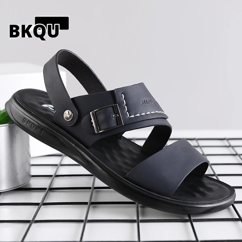 

BKQU 2022 летние пляжные сандалии высокого качества, британская винтажная повседневная мужская обувь, слипоны, классика, реальные бриллиантовы...