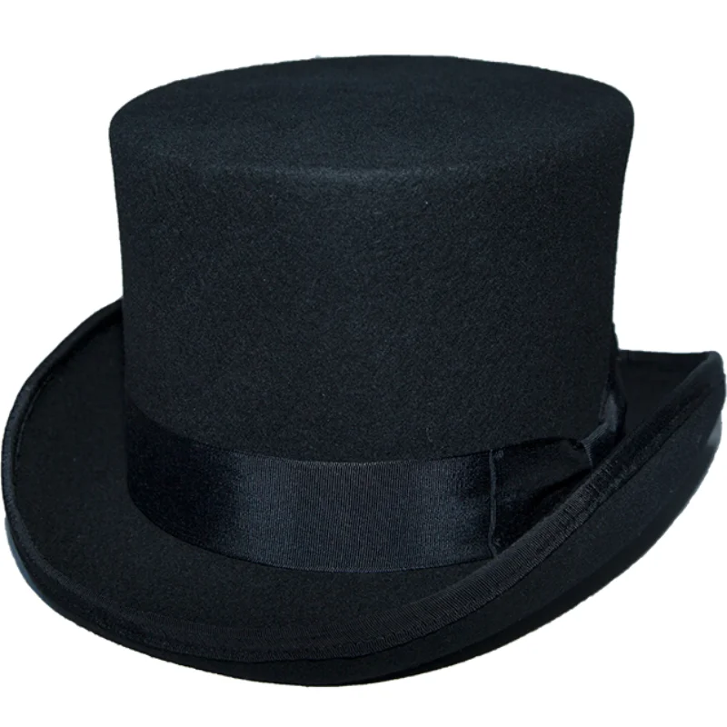 13.5cm Top Wool Felt British Chimney Pot Stovepipe Topper Cylinder Formal Hats for Men Women Wedding Dressage Horseback Riders