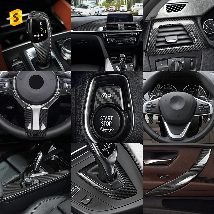 Фото Shasha Carbon Аксессуары для салона автомобиля Настоящее углеродное волокно Накладка на приборную панель автомобиля для BMW F30 F31 F34 F33 Заводская цена Углеродное волокно №2