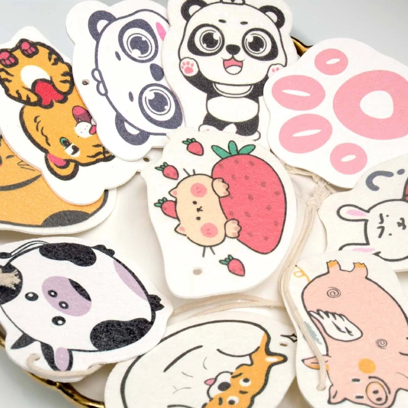 

E9LD Cartoon Animal Compressed Wood Pulp Sponge Rag Cleaning Dishwashing Cloth Tools for Home Kitchen Bowl Dishes Pot Oil Remove