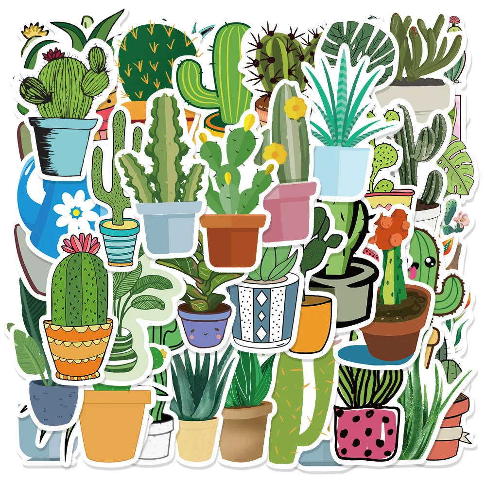 

10/50Pcs Cute Cactus Plants Decorative Luggage Sticker Waterproof Laptop Cup Bike Car Guita Scrapbook Phone Case Decal Kids Toy
