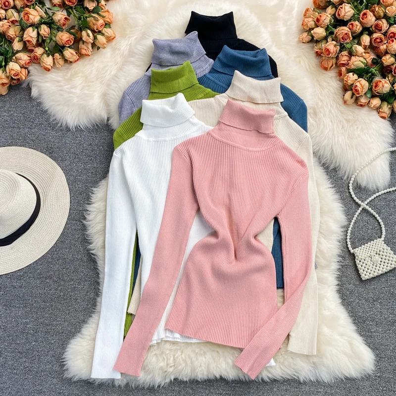 

New Fall Winter 2021 Women's Solid Color Sweatshirts Women's Winter Basics Knit Soft Sweater Long Sleeve Sweatshirts
