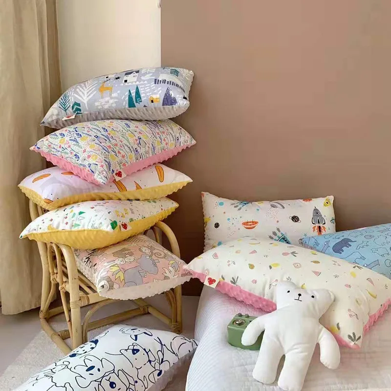 

Baby Comfortable Pillow Cartoon Breathable Peas Velvet Pillow Comfortable Cotton Tribute Baby Kindergarten Pillow Baby Bedding
