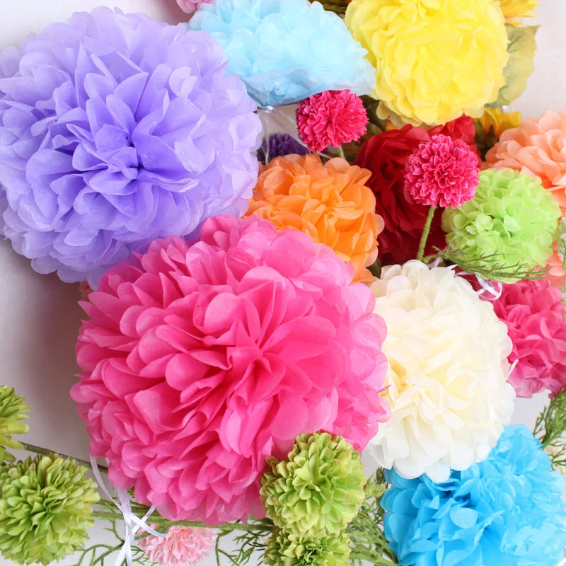 

5pcs Paper Tissue Party Flower Ball Wedding Ball Pompoms Birthday Party Baby shower Supplies Wedding Home Decoration
