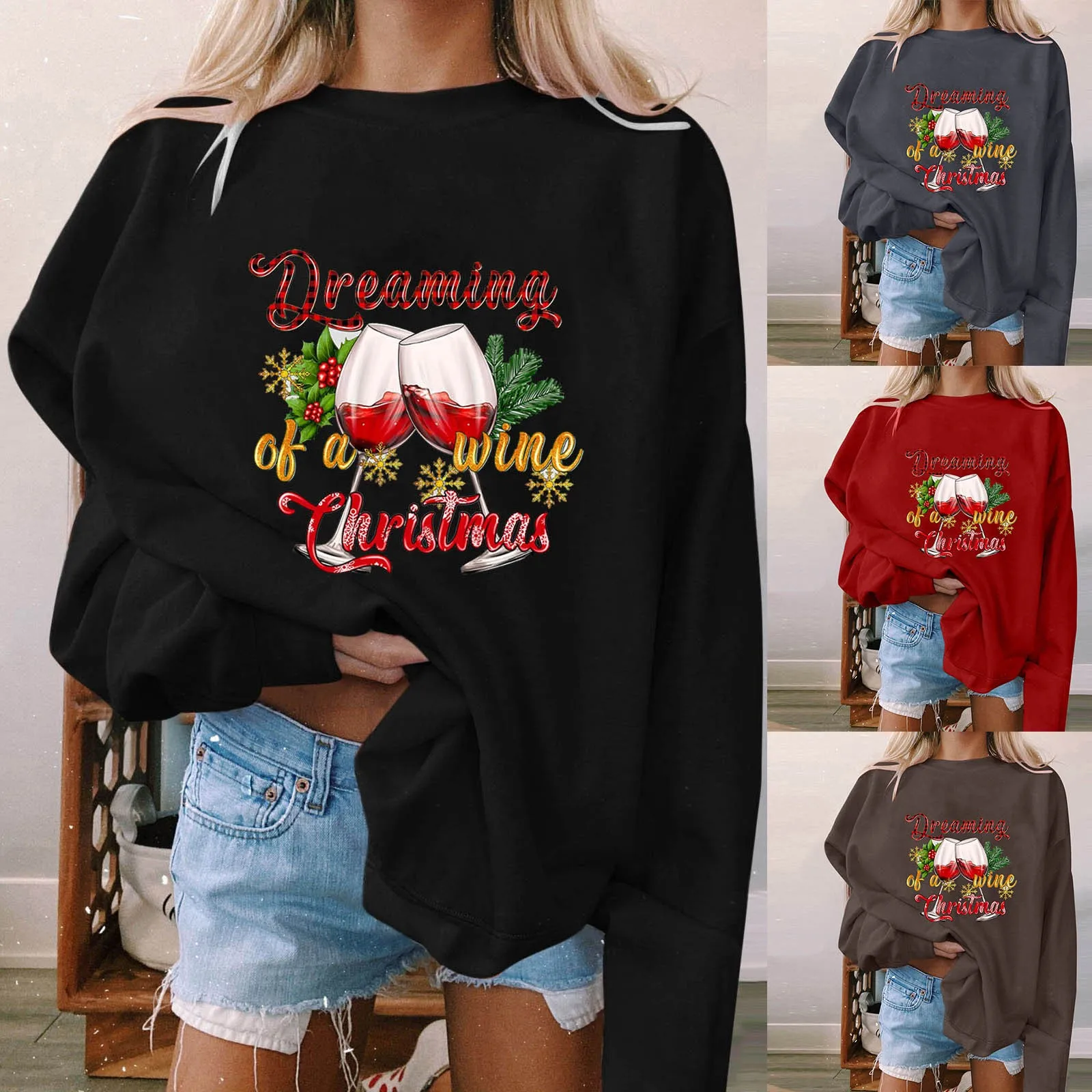 

Женский свитшот Gnome с круглым вырезом и длинным рукавом, повседневный милый топ с принтом, СВОБОДНЫЙ Модный Свитер оверсайз для воркаута, на ...