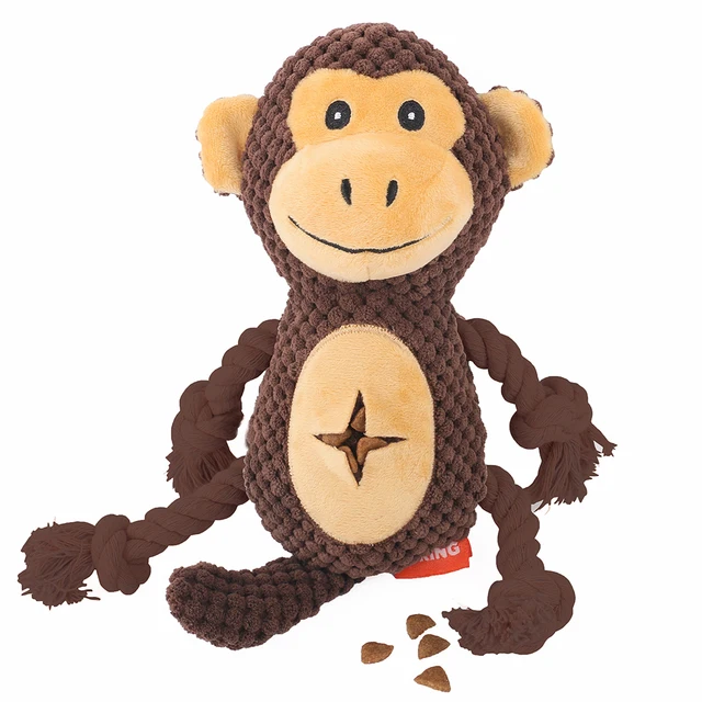 Plush Dog Toys Corduroy Chew Toy For Puppy Squeaker Squeaky Leaking Food Pet Toys with Ropes Bite Resistant Teeth Cleaning Toys 1