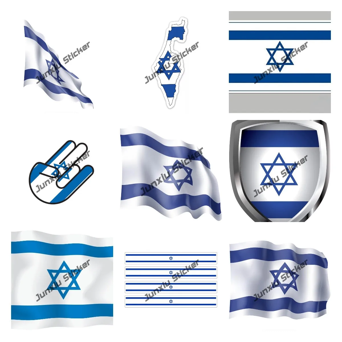 

Israel Wave Flag Sticker Creativity Slap-Art Israel IL Oval Vinyl Decal High Quality Sticker Windshield Bumper Motorcycle Helmet