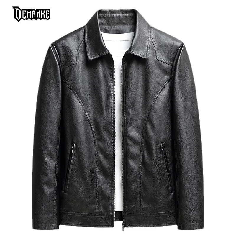 2022 Faux Leather Jacket Mens Jackets and Coats Turn-Down Motorcycle Jaquetas Masculinas Estilosas PU Oversize