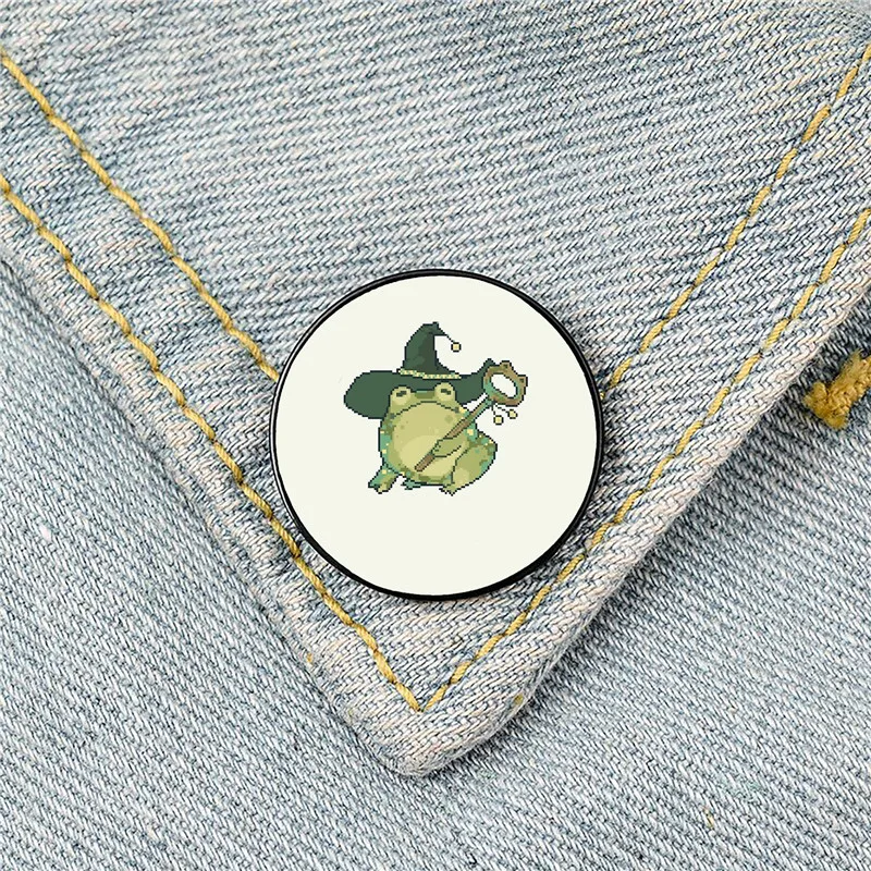 

Frog mage pattern Printed Pin Custom Funny Brooches Shirt Lapel Bag Cute Badge Cartoon enamel pins for Lover Girl Friends