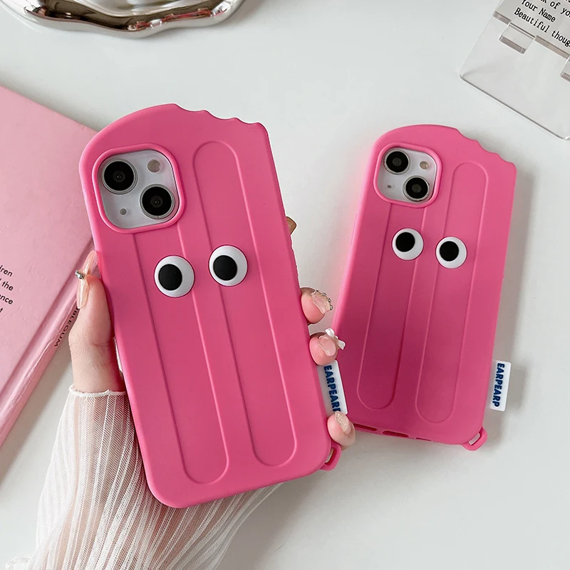 

Cartoon Ice cream 3d case For iphone 14 13 12 Pro XS Max XR X SE 6s 6 7 8 Plus i11 Kids gift Cute Pink Soft silicone Phone Cover