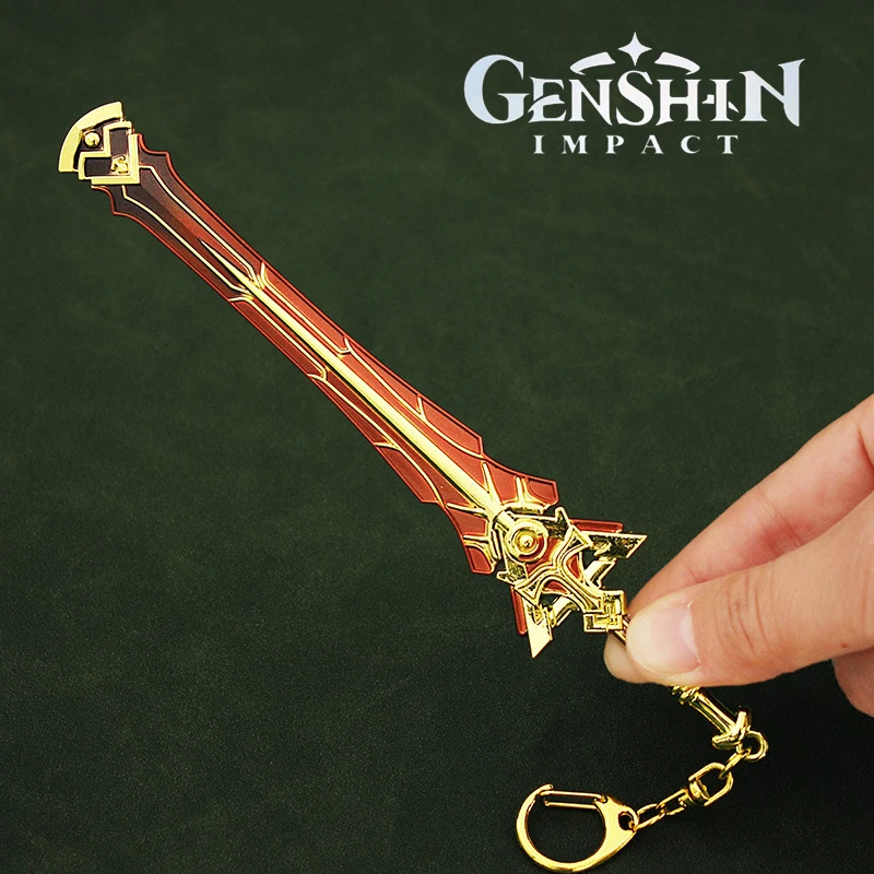 Фото Брелок Genshin Impact 18 см, модель оружия, брелок, нож с джинсовым мечом, катана, праздничные игрушки для детей №5