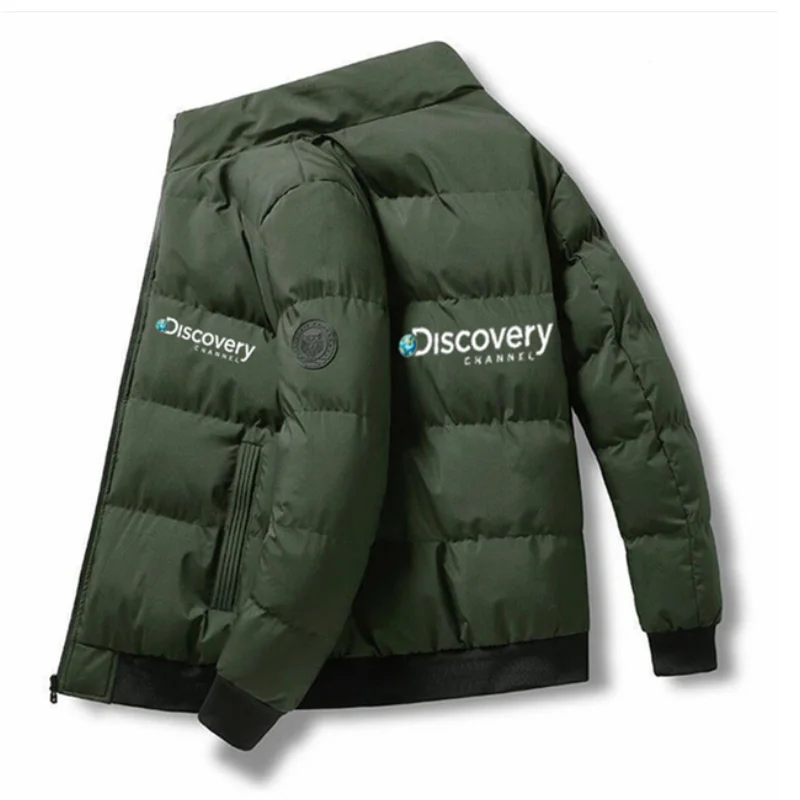 2023 Discovery Channel Men Jacket Cotton Padded Down Jacket Casual Sports Autumn Winter Men's Stand Collar Warm Thick Parkas