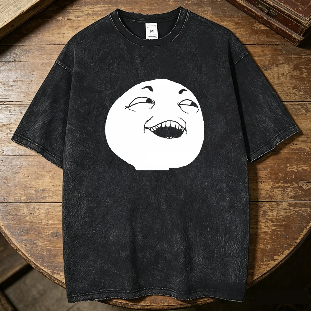 Фото Футболка Trollface из винтажного выстиранного хлопка для подростков, в стиле винтажный гранж, пастельных тонов, удобная, в стиле харадзюку, 80-х годов, пастельный хип-хоп, модная, Y2k. №4