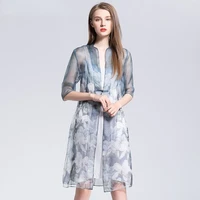 2022 summer elegant pure silk dress mulberry dresses for women floral printing two piece set 88017