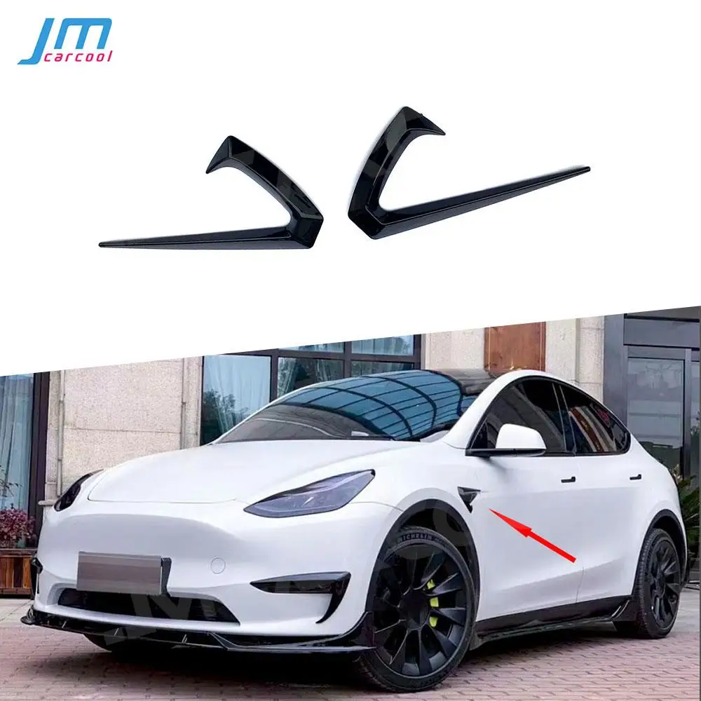 

Наклейки на боковое крыло автомобиля из АБС-пластика, эмблема ножа, значок, наклейки, отделка, Стайлинг для Tesla Model Y 2021 + разделители из углеродного волокна