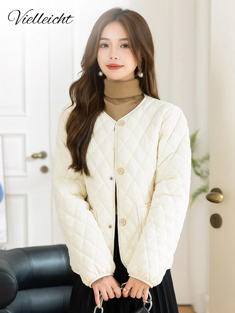 Vielleicht 2023 New Short Cotton Padded Snow Wear Parkas Women Winter Stand Collar Thicken Quilted Puffer Jacket Coat Outwear