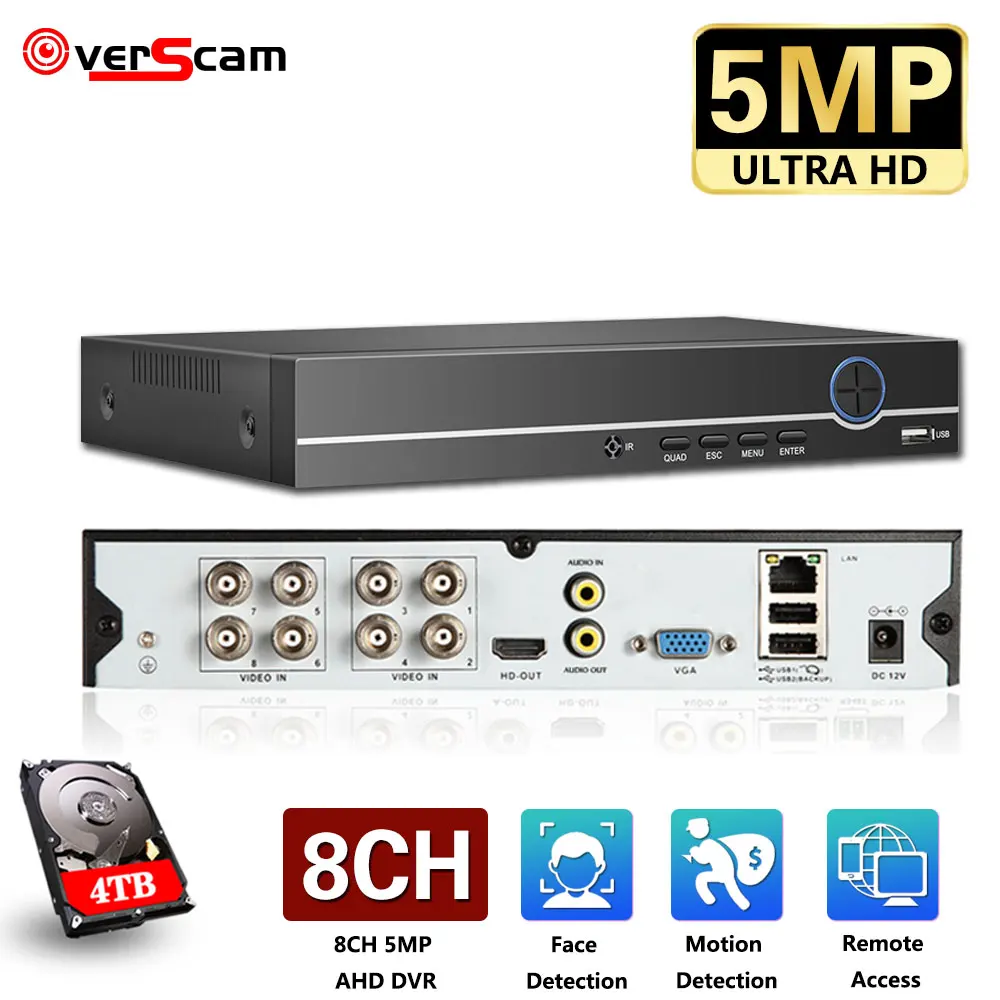 

6 in 1 4CH 8CH Security CCTV DVR AHD 5MP 4MP 3MP 1080P H.265 Hybrid Video Recorder for AHD TVI CVI Analog IP Camera IP 5MP