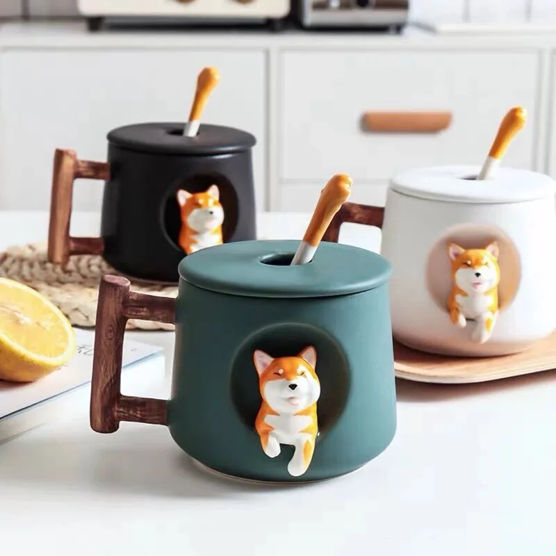 

Kawaii Cute Shiba Inu Ceramic Mug Set,personalized Nordic Mugs Coffe Cups Ceramic Travel with Lid and Spoon,christmas Gift Ideas