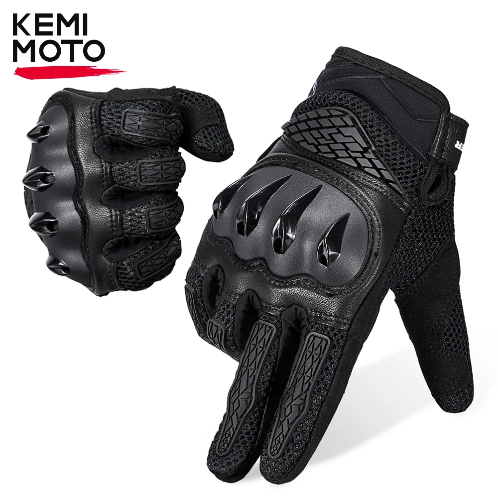 

KEMIMOTO Summer Motorcycle Gloves For Men Women Touchscreen Hard Knuckle Dirt Bike Gloves Breathable Motocross Riding Gloves ATV