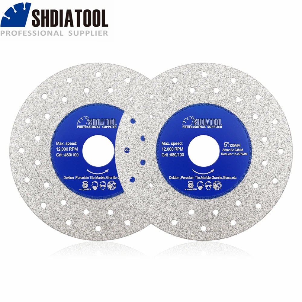 SHDIATOOL Диаметр 125 мм, режущий диск для камня, ультратонкое пильное полотно, 5-дюймовый диск с несколькими отверстиями, мраморная керамическая плитка, пластина для резки стекла