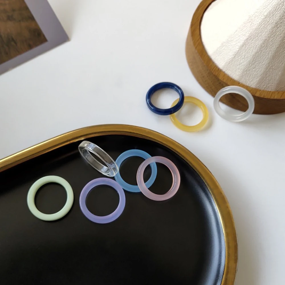 

1PC Transparent Aesthetic Ring Colorful Minimalist Resin Thin Ring For Women Jewelry Party Gifts