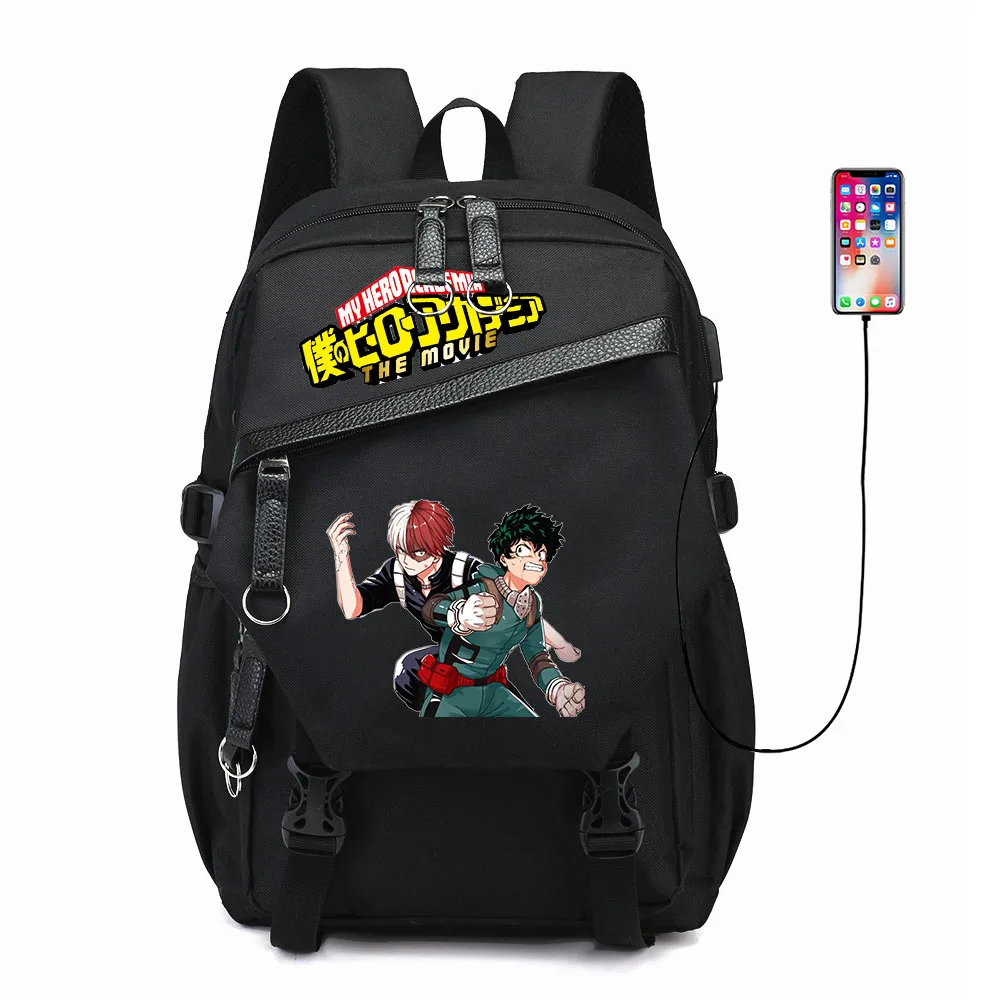 

Anime My Hero Academia Oxford Cloth Backpack USB Charging Casual Knapsack Student Cartoon Schoolbag Outdoor Travel Laptop Bag
