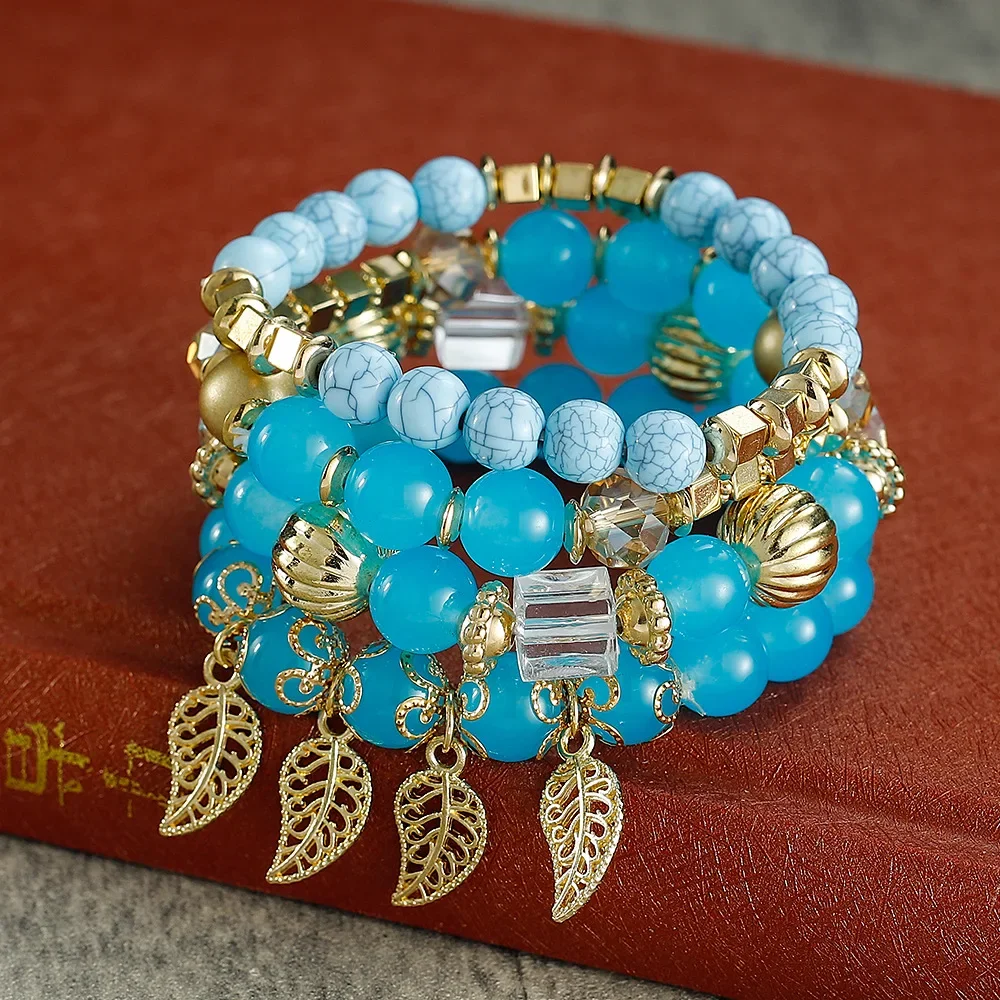 Модный универсальный многослойный браслет из хрустального стекла с бисером в