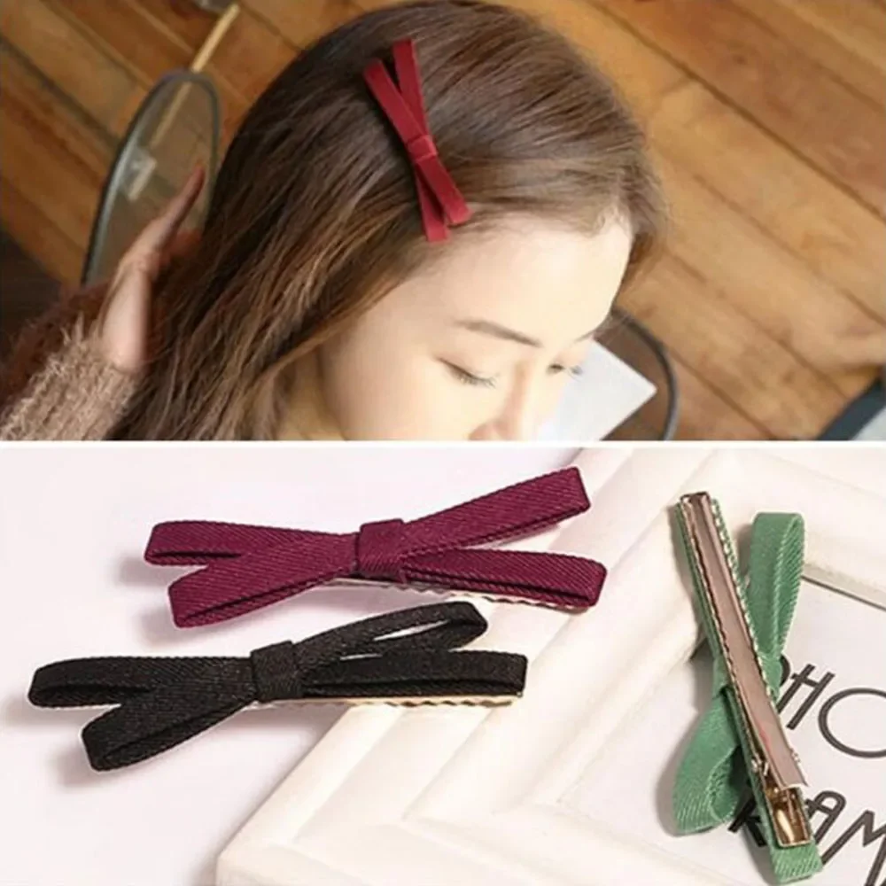 

Simple bowknot Hairclips bow cross Ribbon Barrettes Women Girls Hairpins Female Hairgrips Headwear Hair Accessories