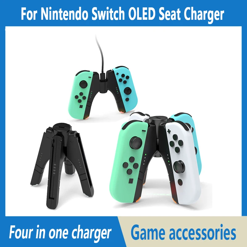 

4 In 1 Joycon Charger Grip For Nintendo Switch OLED Handle Seat Charging Switch Led Indicator Charging Dock Station Handle Grip