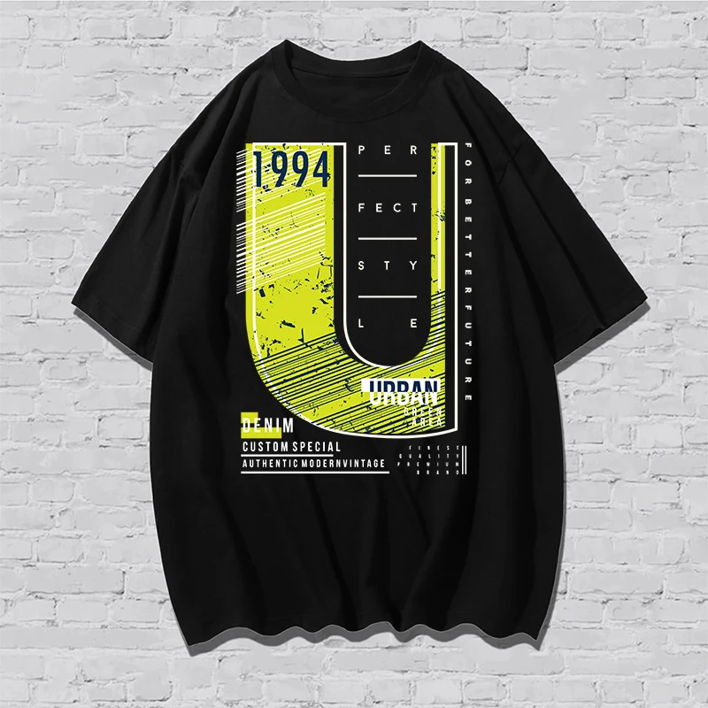 

Футболка хлопковая с круглым вырезом для мужчин и женщин, Повседневная Свободная футболка с коротким рукавом и принтом, идеальный стиль 1994