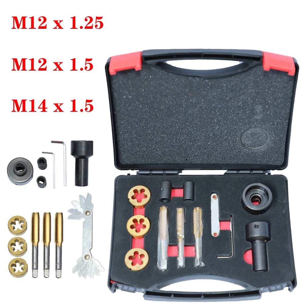 

MRCARTOOL 12pc Tap and Die set For Wheel Studs & Nuts M12x 1.25 M12 x 1.5 M14x1.5 Auto Tools Car Repair Tool