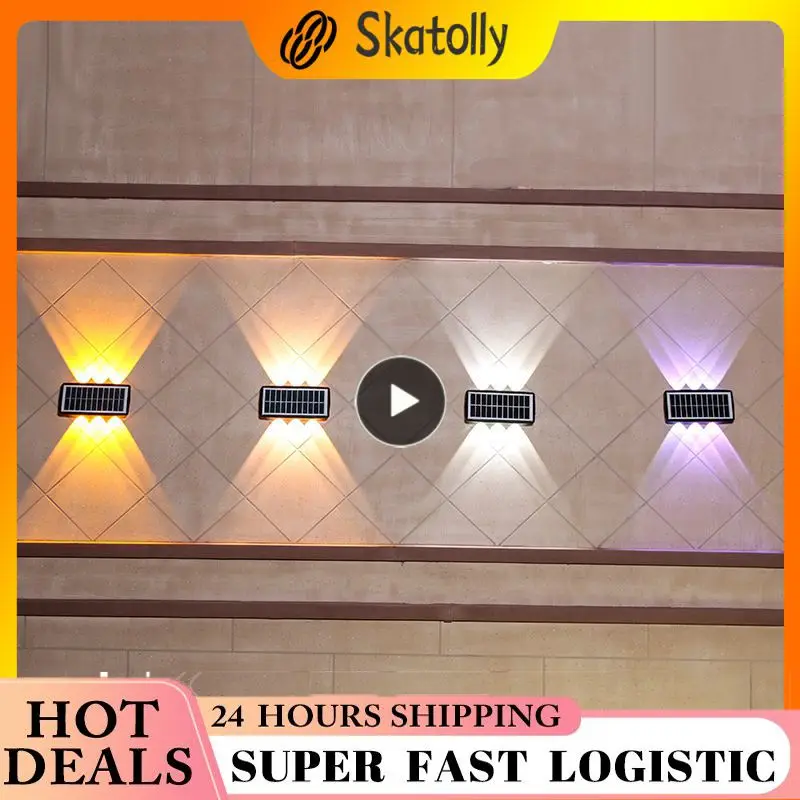 

5/8/10PCS 4 Led Outdoor Waterproof Wall Spotlight Garden Street Landscape Solar Powered Light Up And Down Luminous Lighting