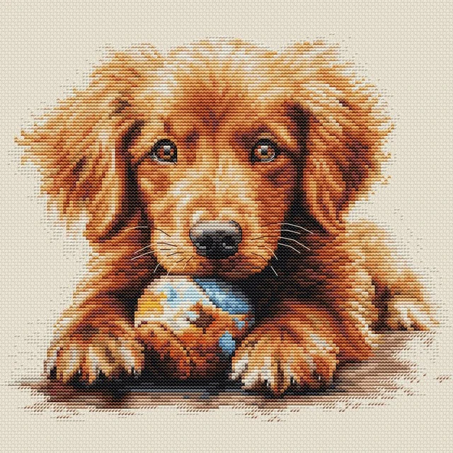 Набор для вышивки крестиком Let Luca-S BU5037 Game щенок 35-32 28ct 32ct 14ct металлическая ткань