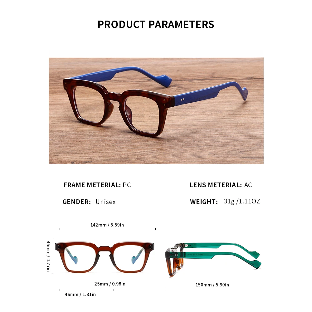 Квадратные очки DDDLONG с защитой от синего света оправа для очков по рецепту мужчин