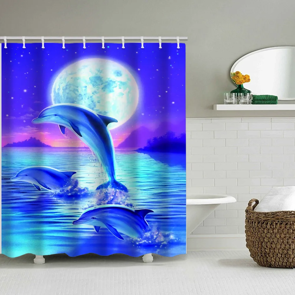 

Beautiful Marine Life Shower Curtain Digital Printing Bath Shower