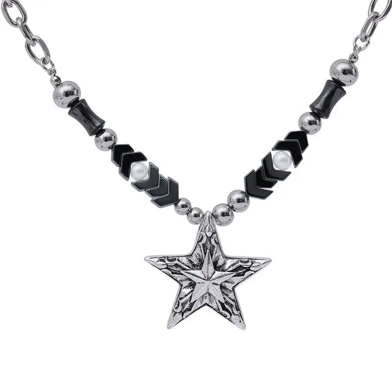 

Y2K Accessories Subculture Punk Style Star Pendant Necklace For Women Rock Jewelry on the Neck Handmade 2023 Trendy Accessories