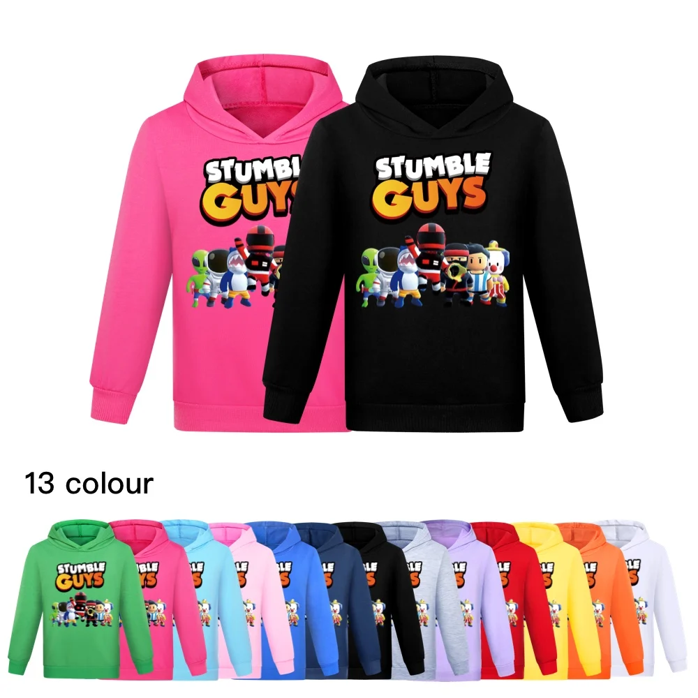 

Kids Anime Stumble Guys Hooded Sweatshirts Long Sleeve Pullover Boys Girls Cartoon Game Print Hoodies Stumble Guys Children Tops