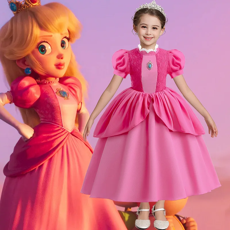 

Fancy Girls' Princess Dress Children's Halloween Carnival Ball cosplay Princess Peach Dress Tango Party Dress Kid Birthday Gifts