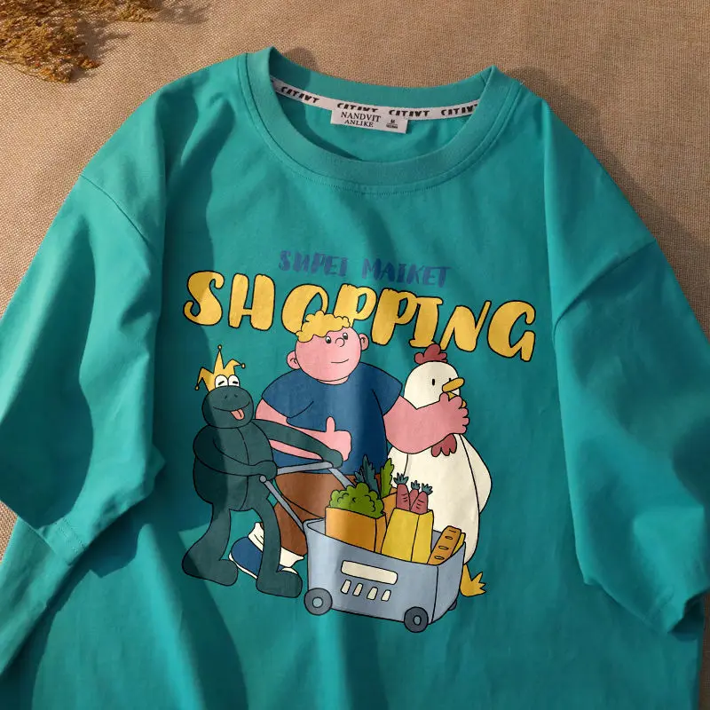 

Cartoon Cute Print Graphic T Shirts Women O Neck Short Sleeve Casual T-shirt 2022 Summer Kawaii Clothes Korean Harajuku Tshirts