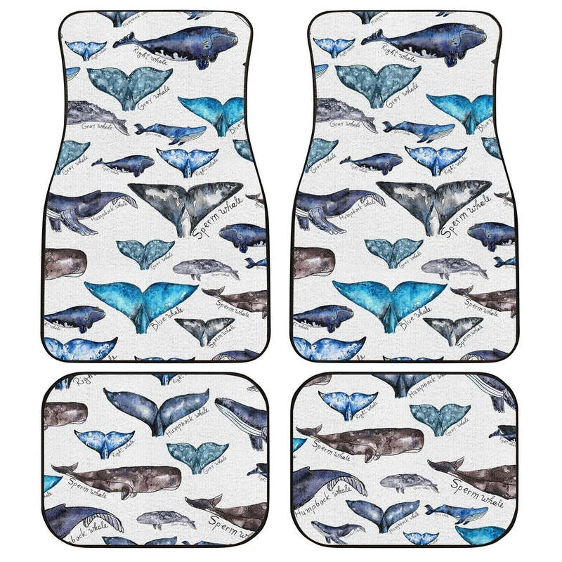 

Watercolor Whale Tails Car Floor Mats 4PCs Pack