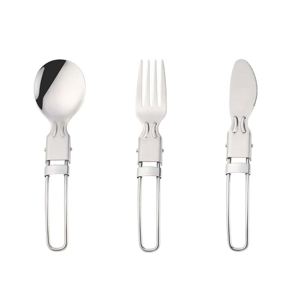

Portable Folding Camping Cutlery Stainless Steel Fork/Spoon/Knife For School Picnic Hiking Travel Tableware Backpacking