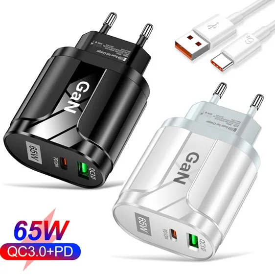 

65W GaN Charger Desktop Laptop Fast Charger Adaptor For Apple iPhone 13 12 Pro Max ipad Macbook Xiaomi Samsung Tablets Charger