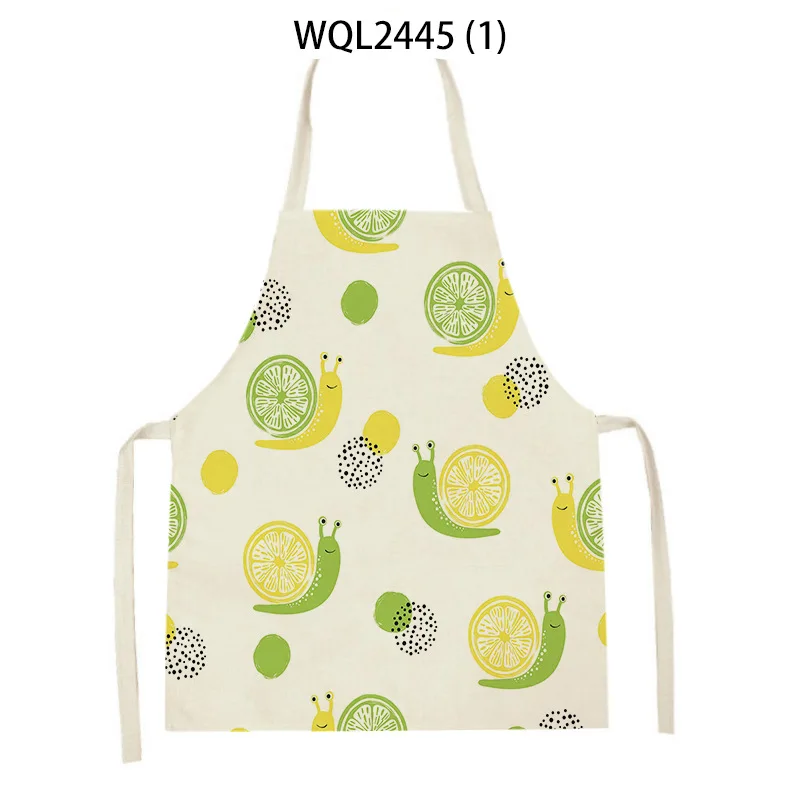 

Cute Animal Snail Pattern Linen Sleeveless Hand Wipe Waist Apron Home Decoration Apron Kitchen Cleaning Overalls Delantal Cocina